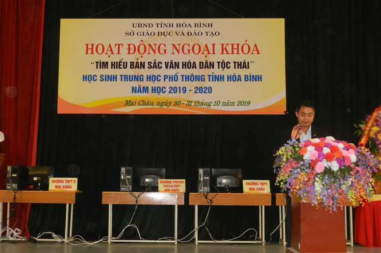 Đ/c Nguyễn Vinh Quang - Phó trưởng phòng CTTT Sở GD&ĐT phát biếu khai mạc