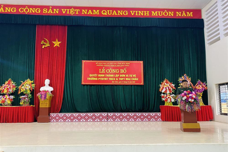 Trung tá Bạch Công Thành - Phát biểu, giao nhiệm vụ cho Đội đan quan tự vệ