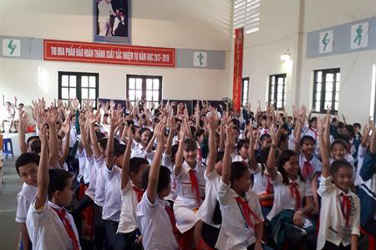 Đại hội biểu quyết nhất trí cao các mục tiêu, chỉ tiêu và phương hướng hoạt động của Liên đội trong nhiệm kỳ 2017-2018